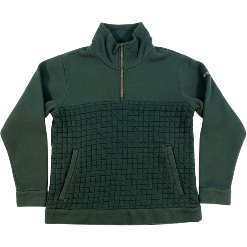 Columbia Pullover Women Large Washed Green Quarter Zip Quilted Mixed Media